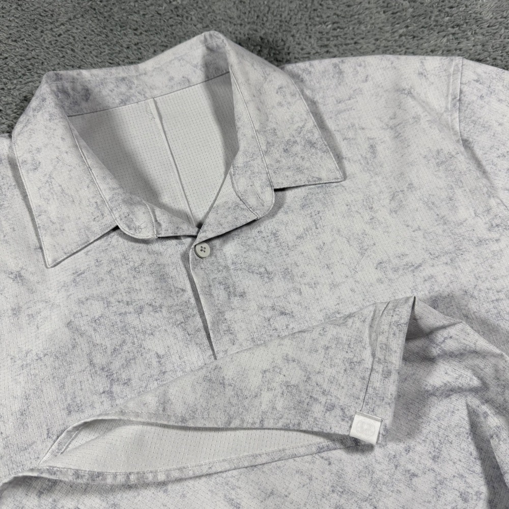 Lululemon Airing Easy Button Shirt‎ Mens L Grey Marble Print Ripstop Performance